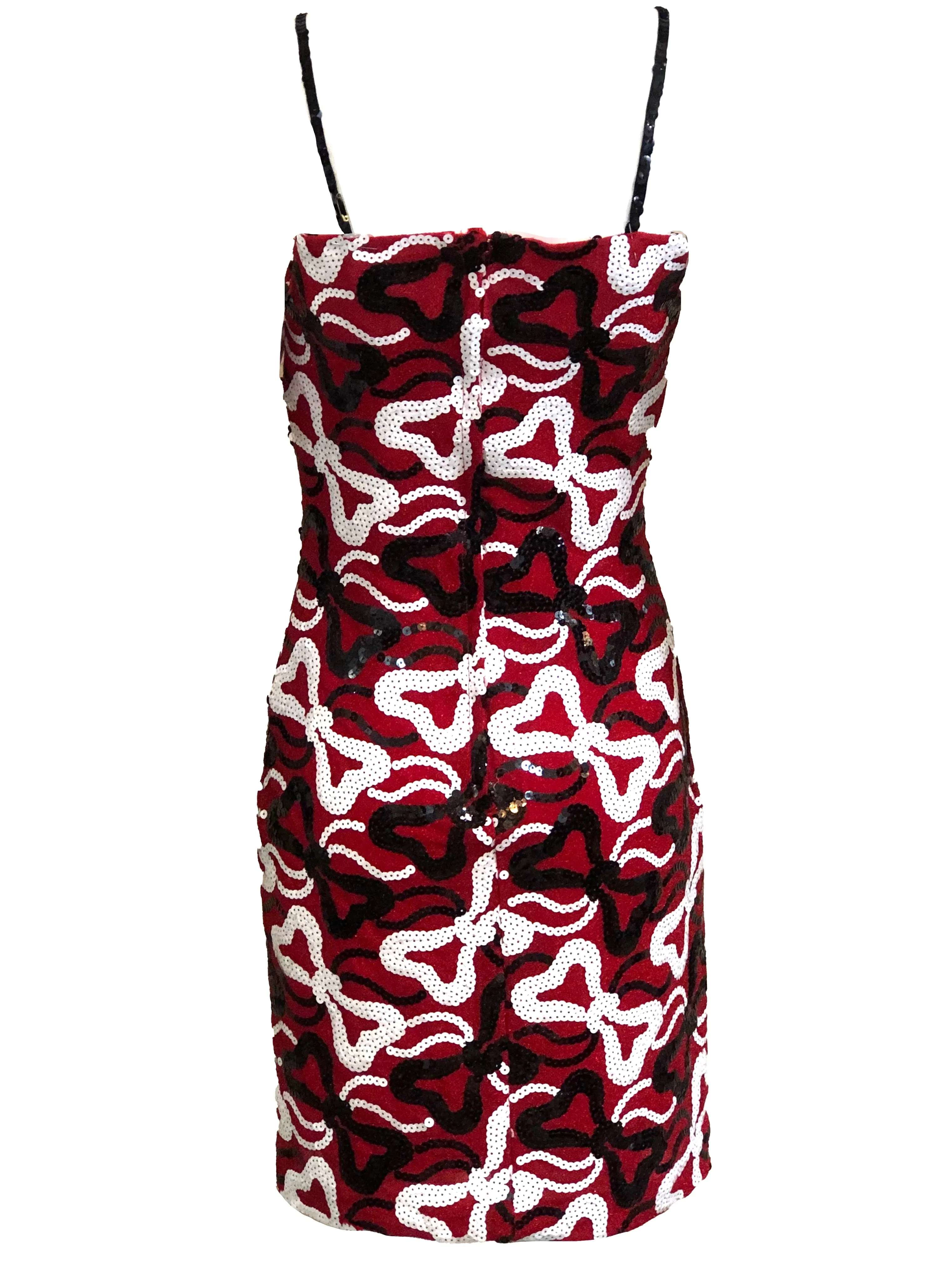 90s Red Dress with Black and White Palette Bows
