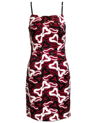 90s Red Dress with Black and White Palette Bows