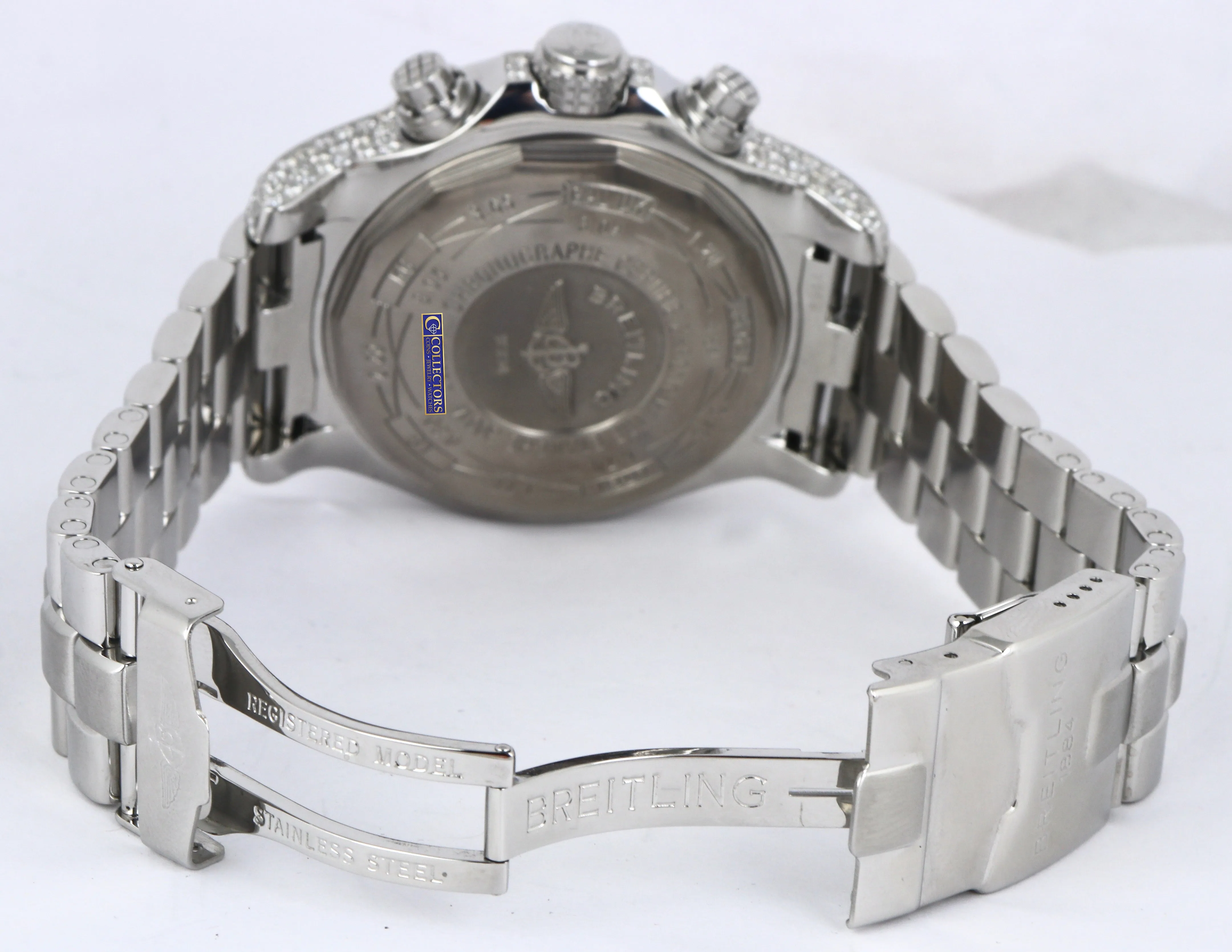9.50ctw Diamond Breitling Super Avenger Chronograph Blue Stainless 48mm A13370
