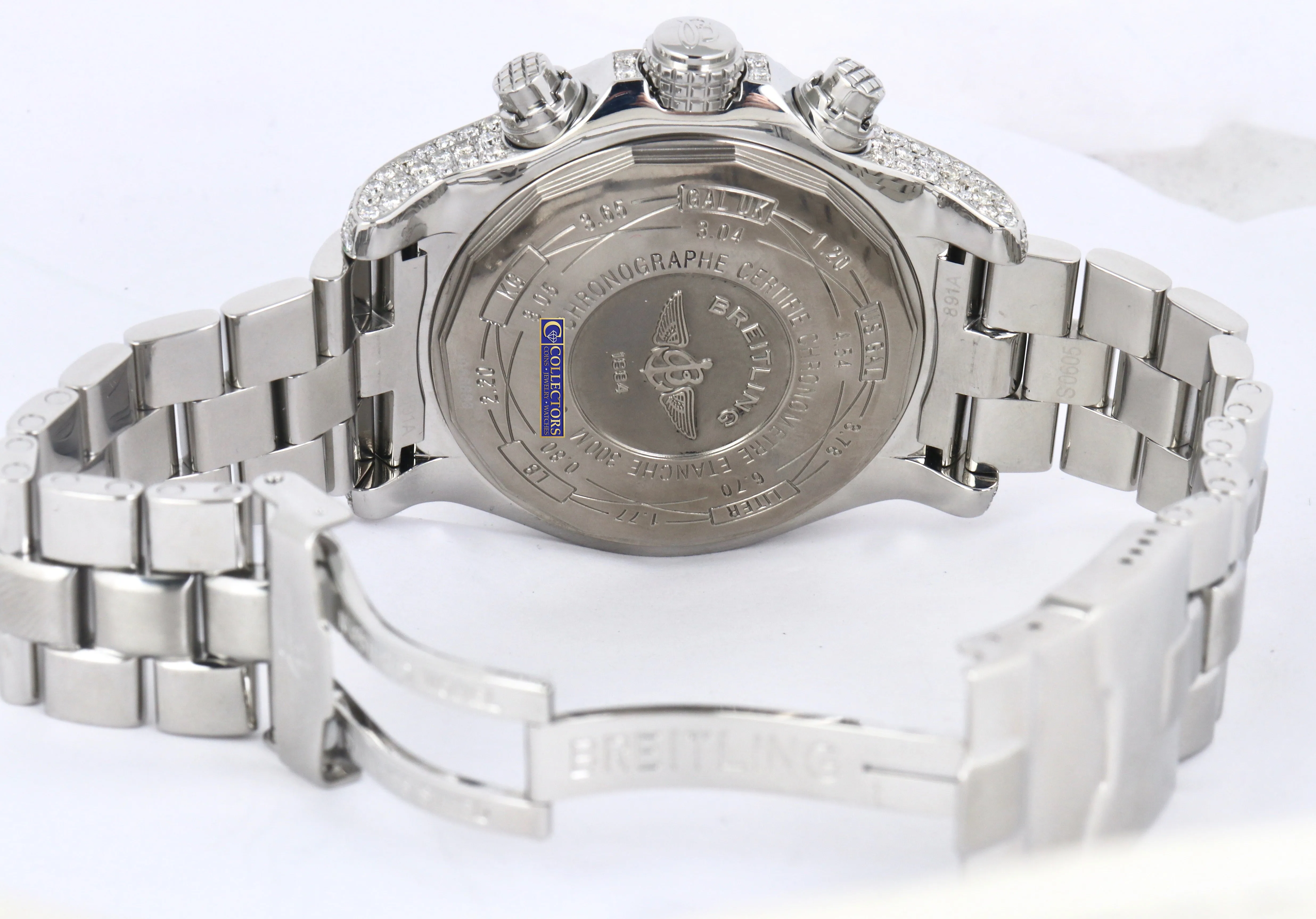 9.50ctw Diamond Breitling Super Avenger Chronograph Blue Stainless 48mm A13370