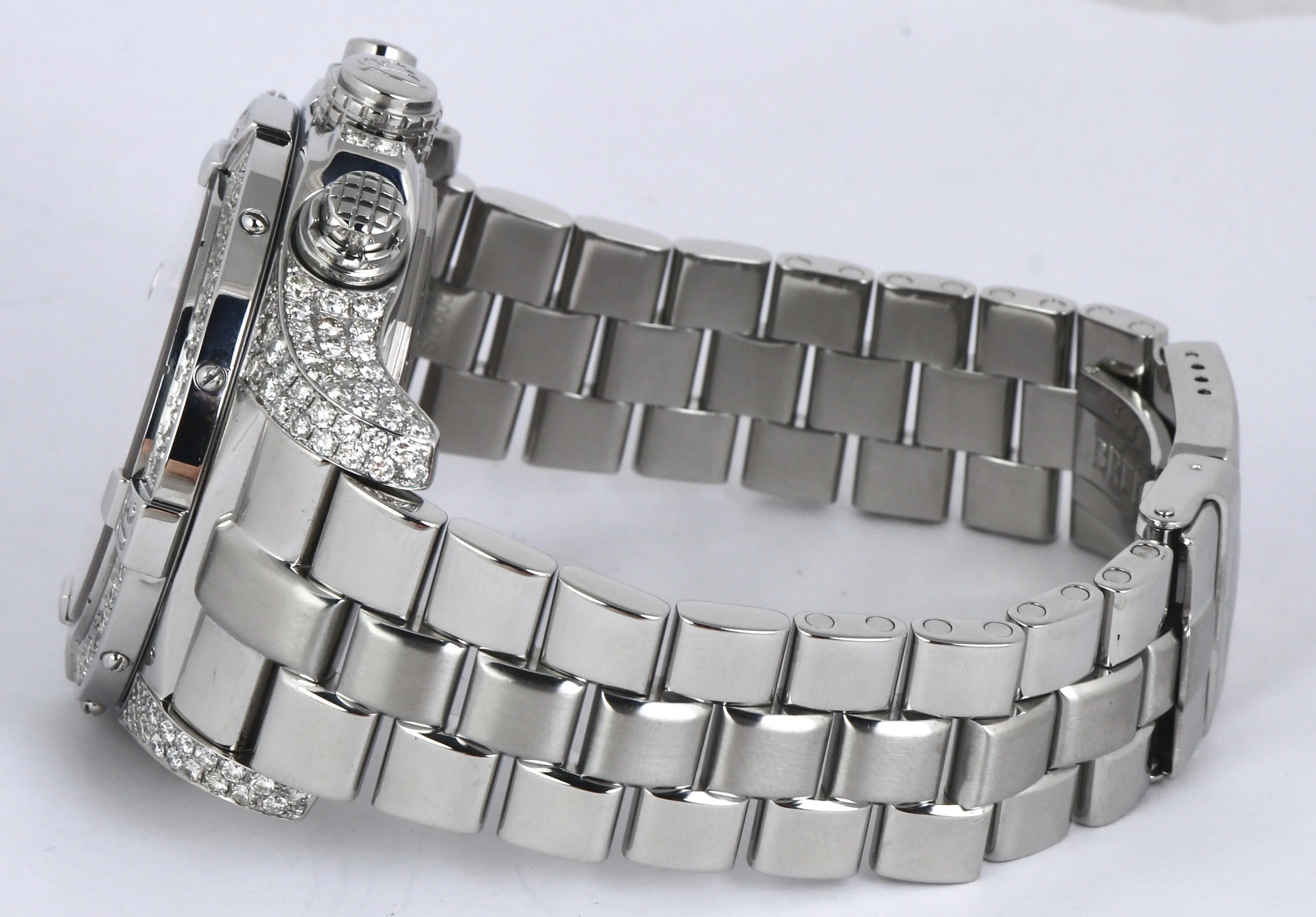 9.50ctw Diamond Breitling Super Avenger Chronograph Blue Stainless 48mm A13370