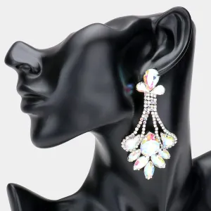 AB Crystal Teardrop Marquise Stone Cluster Chandelier Earrings | Pageant Earrings | 507982