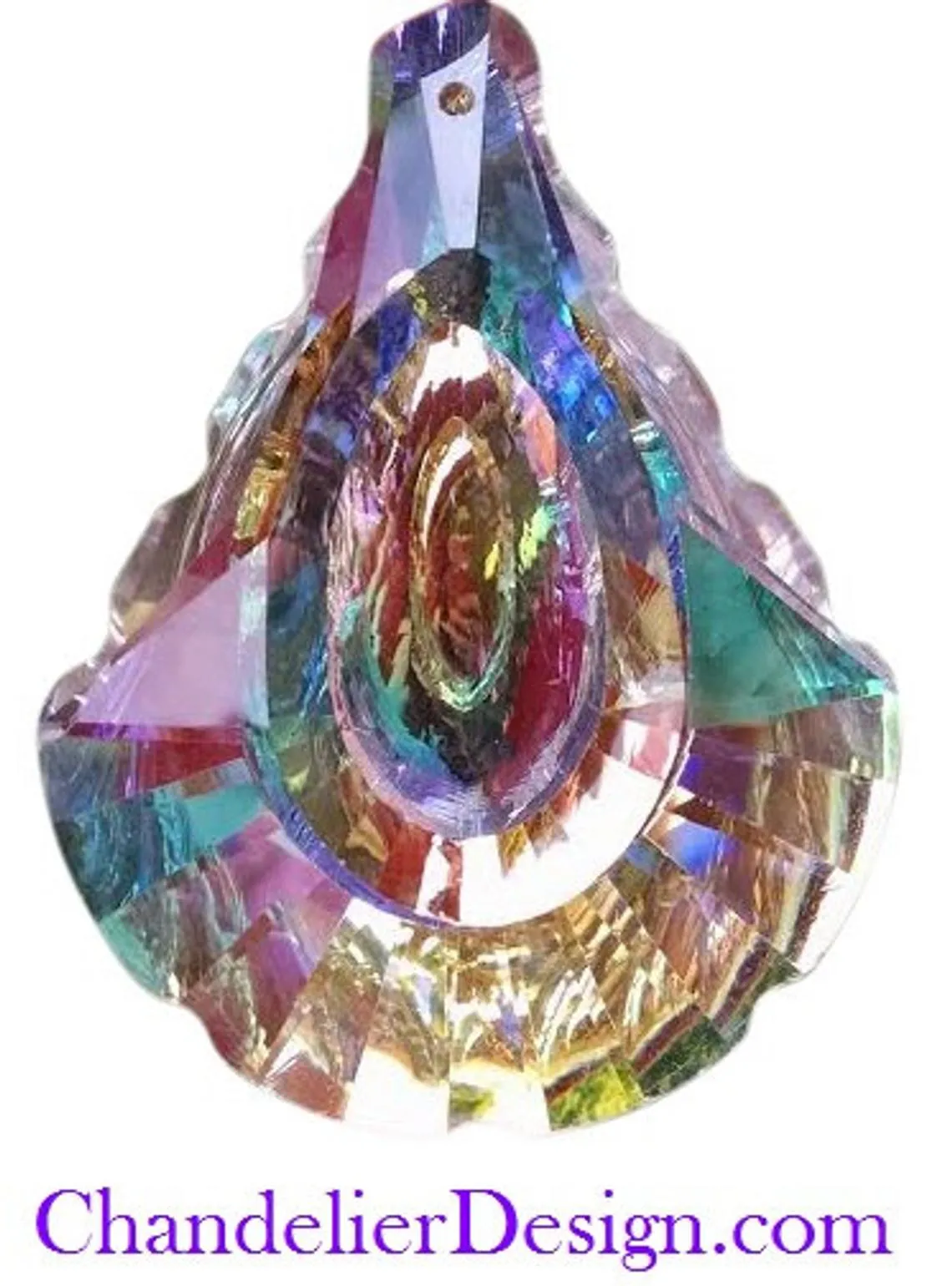 AB Iridescent Fluted Pendalogue Chandelier Crystal, 63mm Pendant