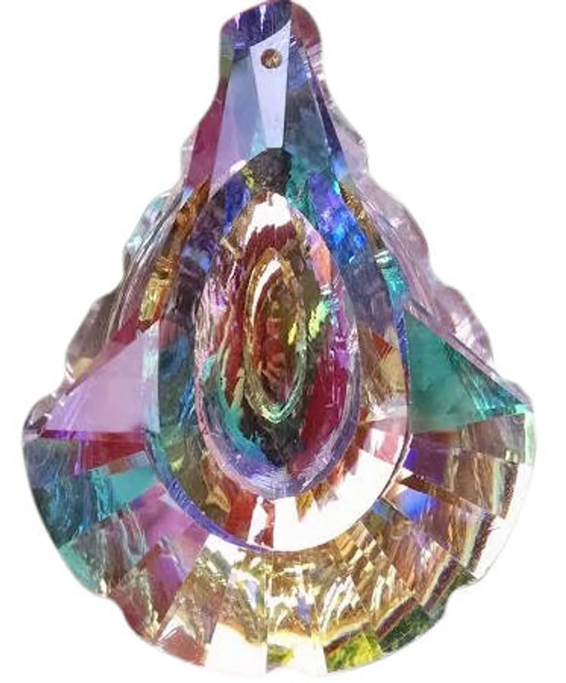 AB Iridescent Fluted Pendalogue Chandelier Crystal, 63mm Pendant