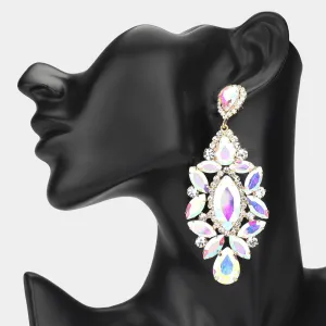 AB Marquise Stone Chandelier Pageant Earrings on Gold | Prom Earrings |  648658