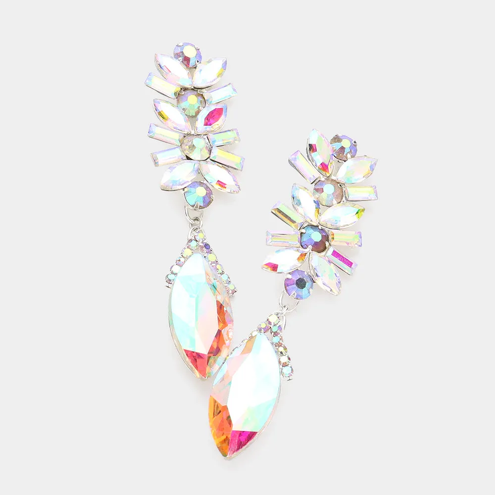 AB Multi Stone Dangle Pageant Earrings  | Prom Earrings | 584220