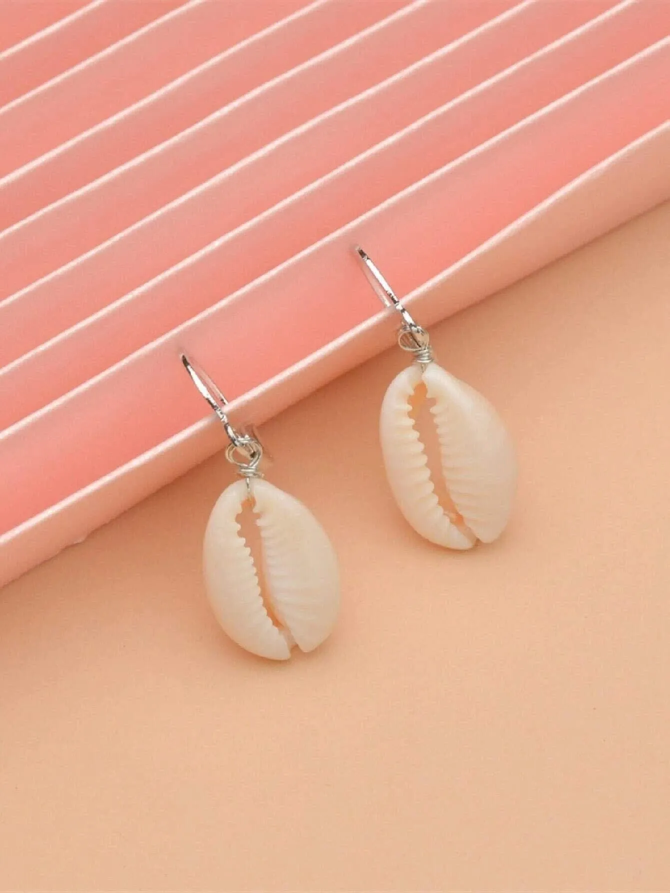 African Cowrie Seashell Hoop Earrings, White Kauri Beach Wedding Earrings, Bridal Shower Shell Dangle Lever Earrings