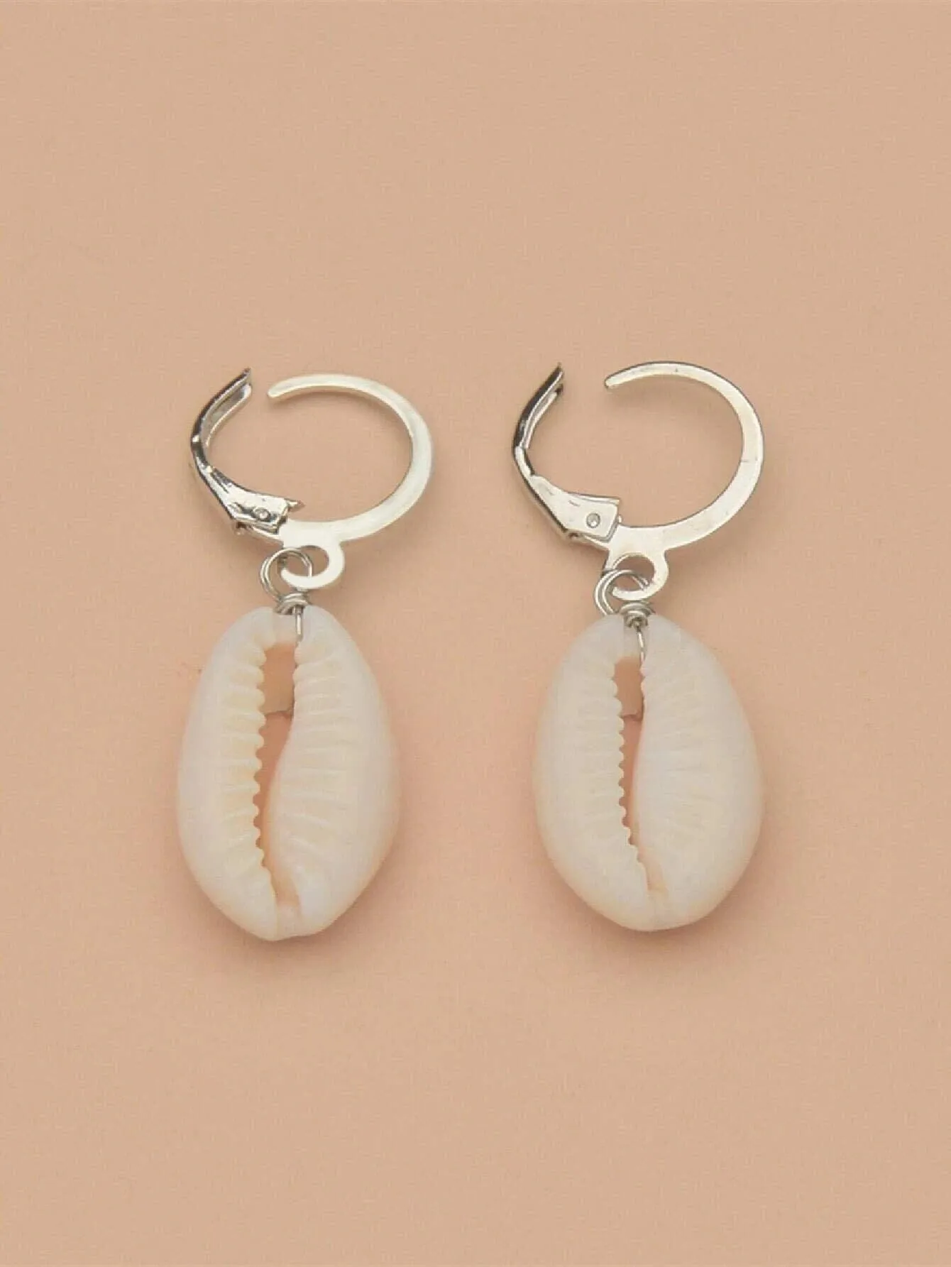 African Cowrie Seashell Hoop Earrings, White Kauri Beach Wedding Earrings, Bridal Shower Shell Dangle Lever Earrings