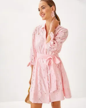 Amrita 3/4 Sleeve Shirt Dress - Pink Muse Flora Faille