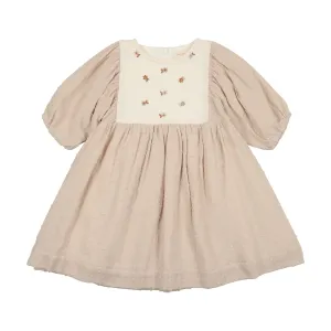 Analogie Swiss Dot Dress Three Quarter Sleeve - Oat