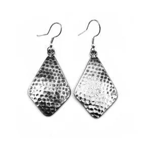 Anju Engraved Dangle Antiqued Silver Plated Earrings with Dots Pattern