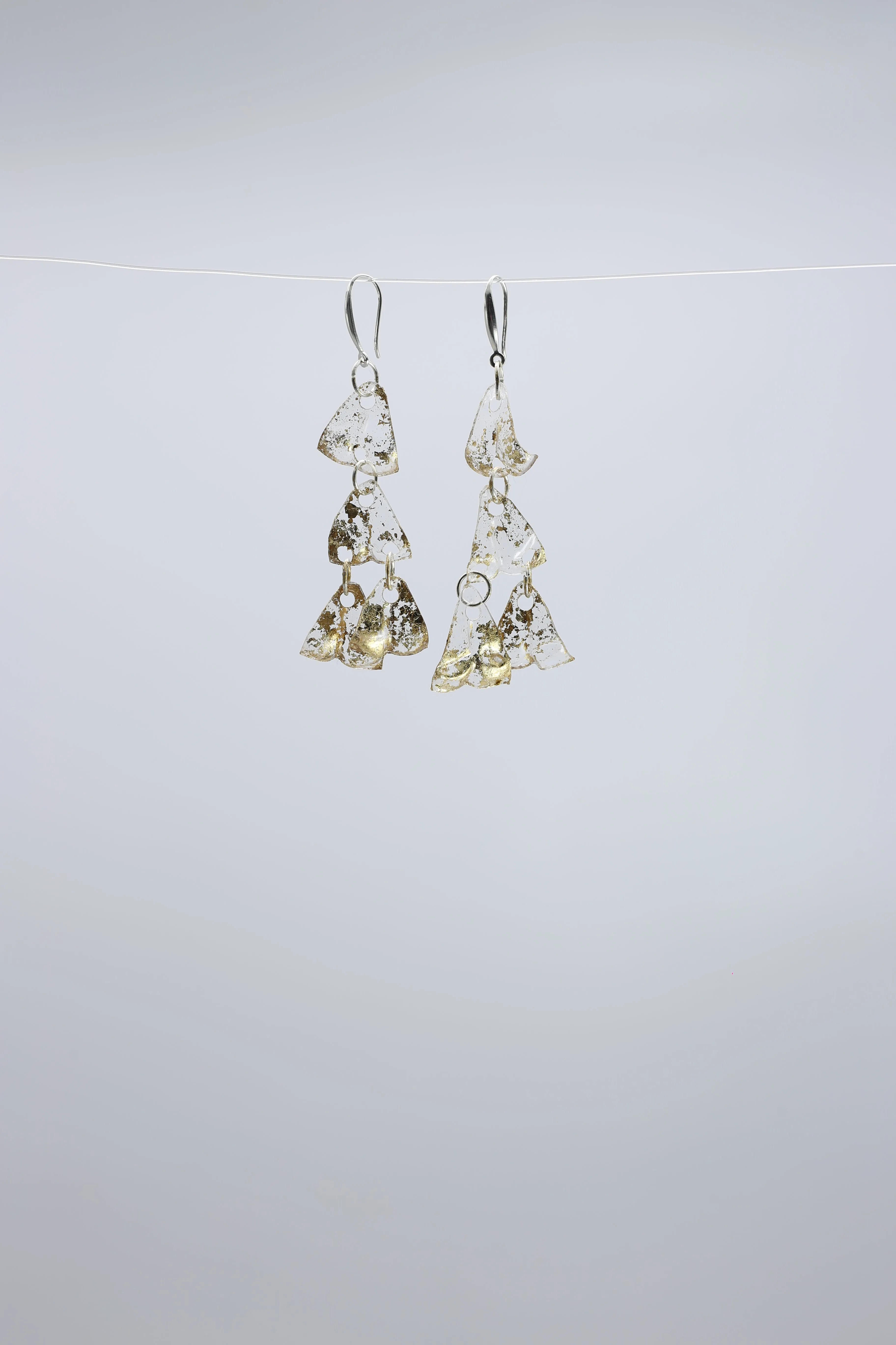 Aqua Chandelier style 2 earrings - Hand gilded