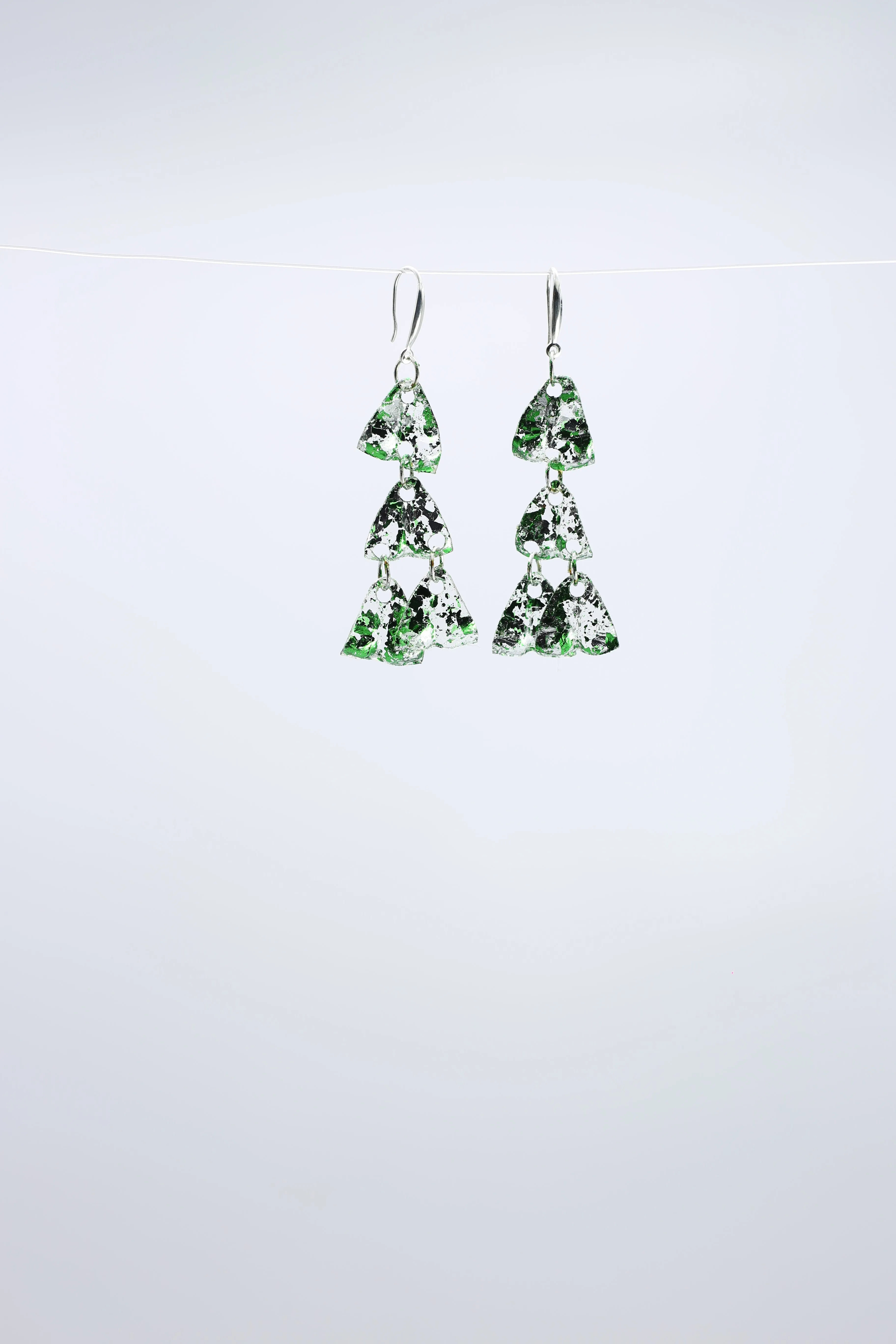 Aqua Chandelier style 2 earrings - Hand gilded