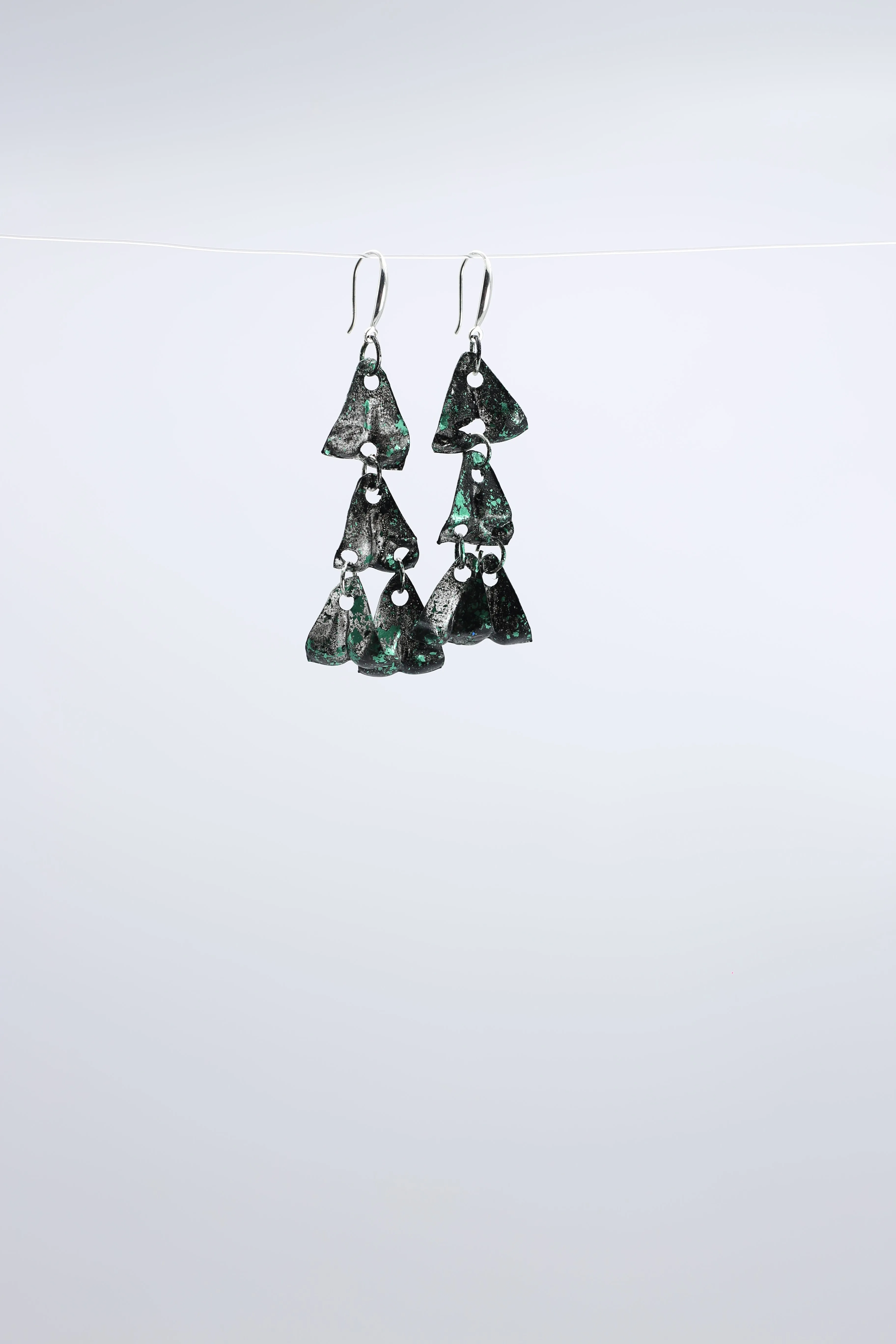 Aqua Chandelier style 2 earrings - Hand gilded