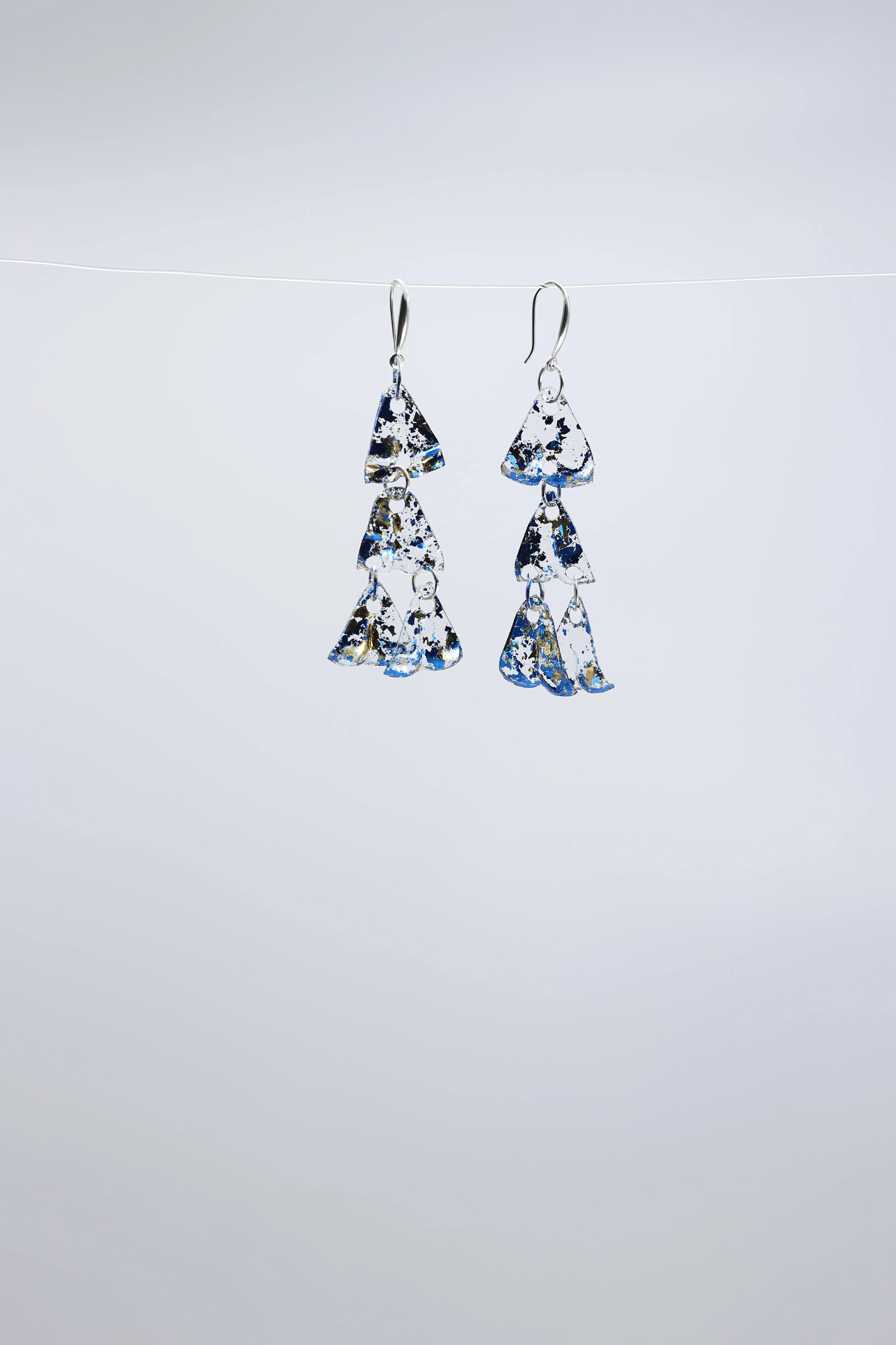 Aqua Chandelier style 2 earrings - Hand gilded