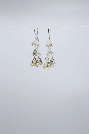 Aqua Chandelier style 2 earrings - Hand gilded