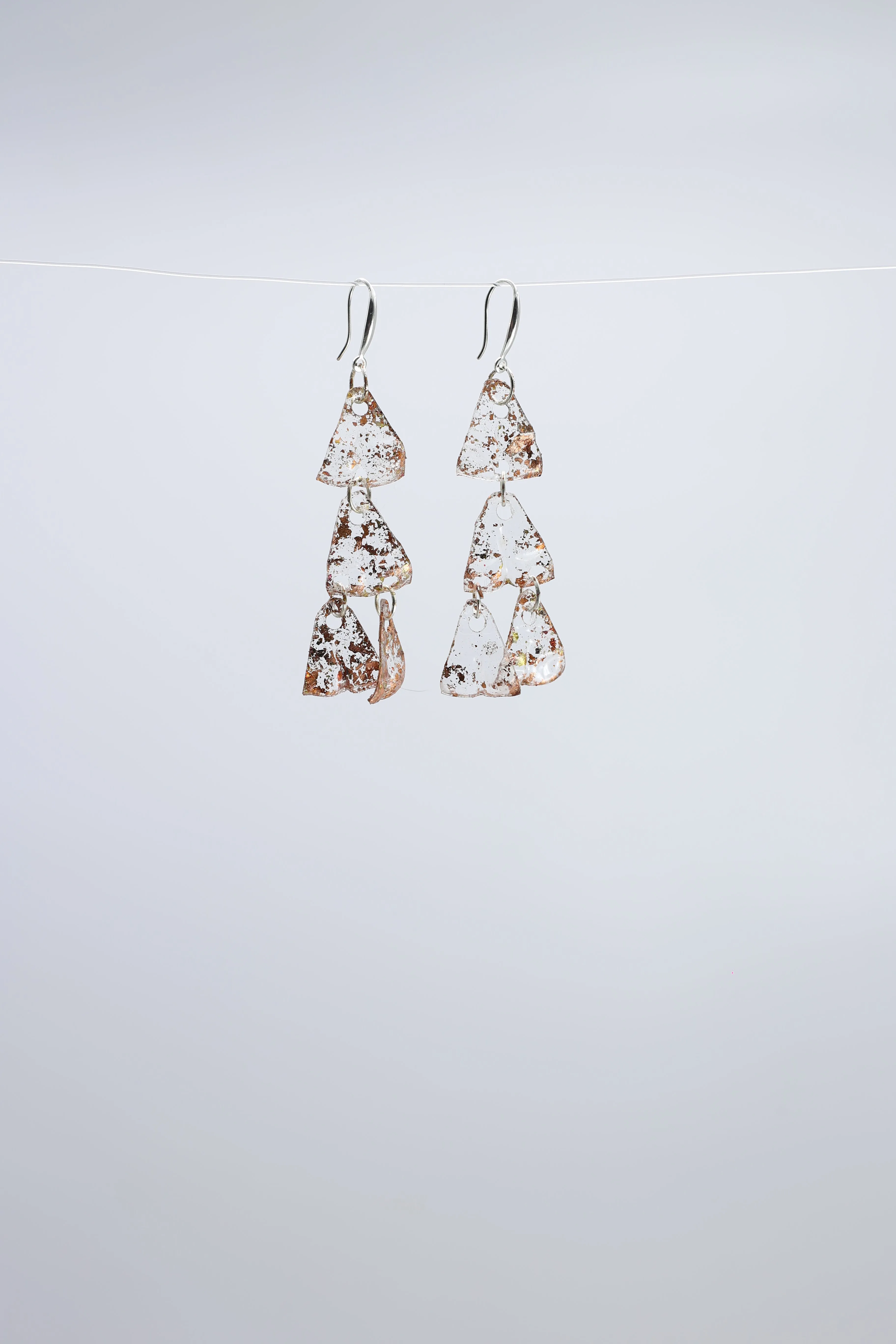 Aqua Chandelier style 2 earrings - Hand gilded