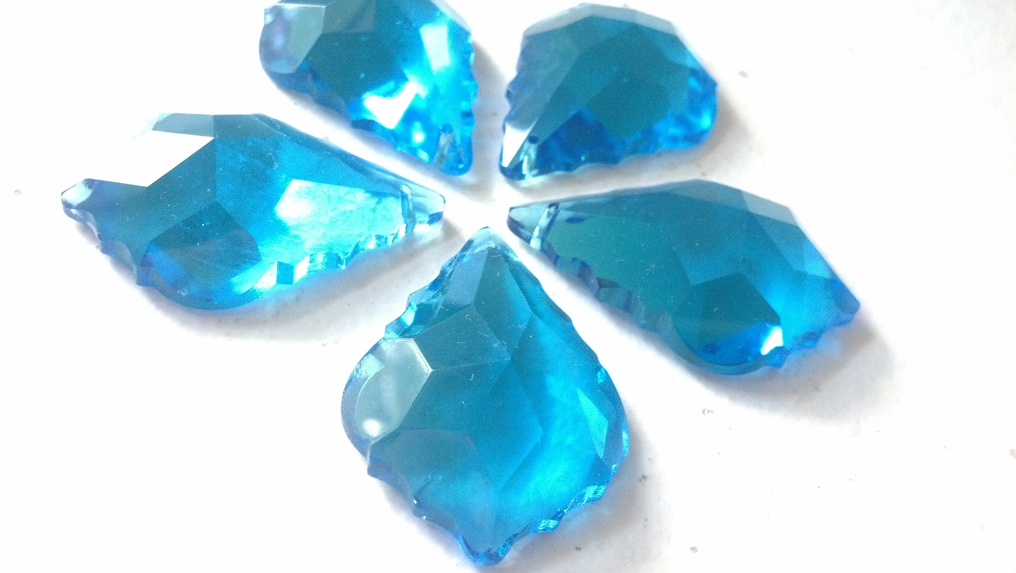 Aquamarine French Cut Chandelier Crystals, 50mm Pack of 5