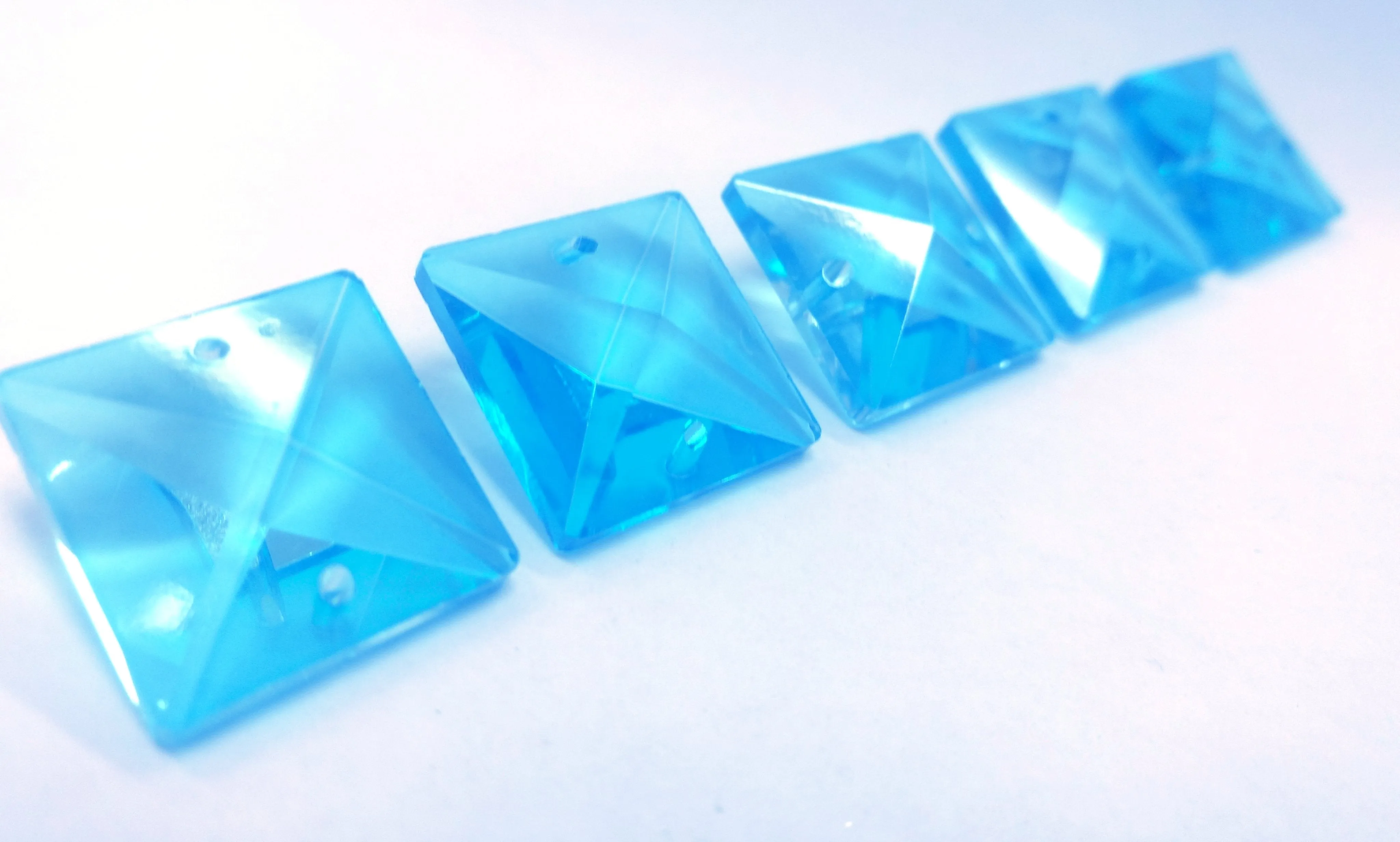 Aquamarine Square 22mm Chandelier Crystals Glass Beads Pack of 6