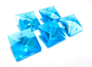 Aquamarine Square 22mm Chandelier Crystals Glass Beads Pack of 6