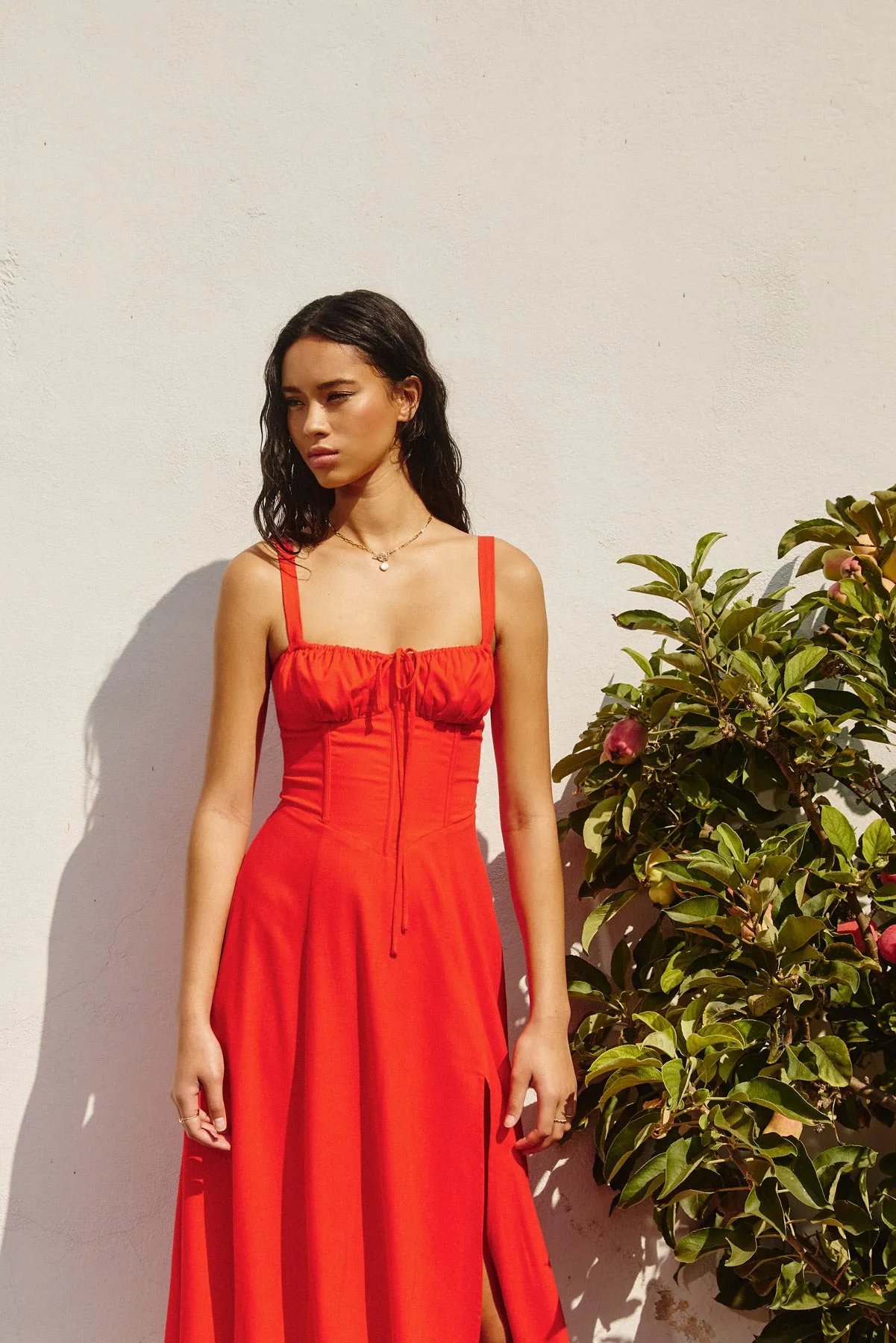 Arie Corset Sweetheart Midi Dress