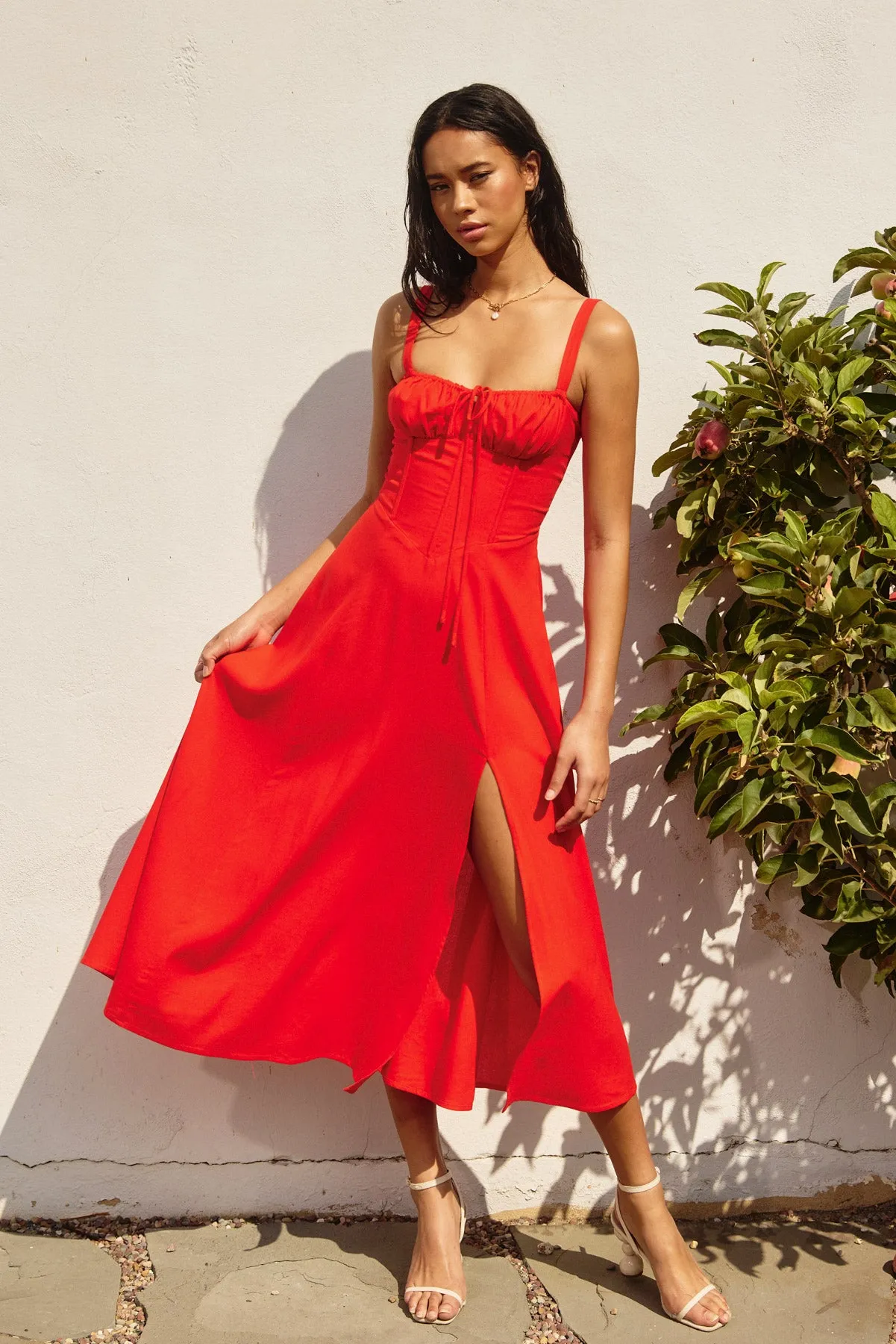 Arie Corset Sweetheart Midi Dress