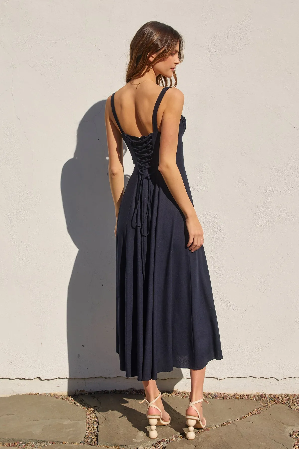Arie Corset Sweetheart Midi Dress