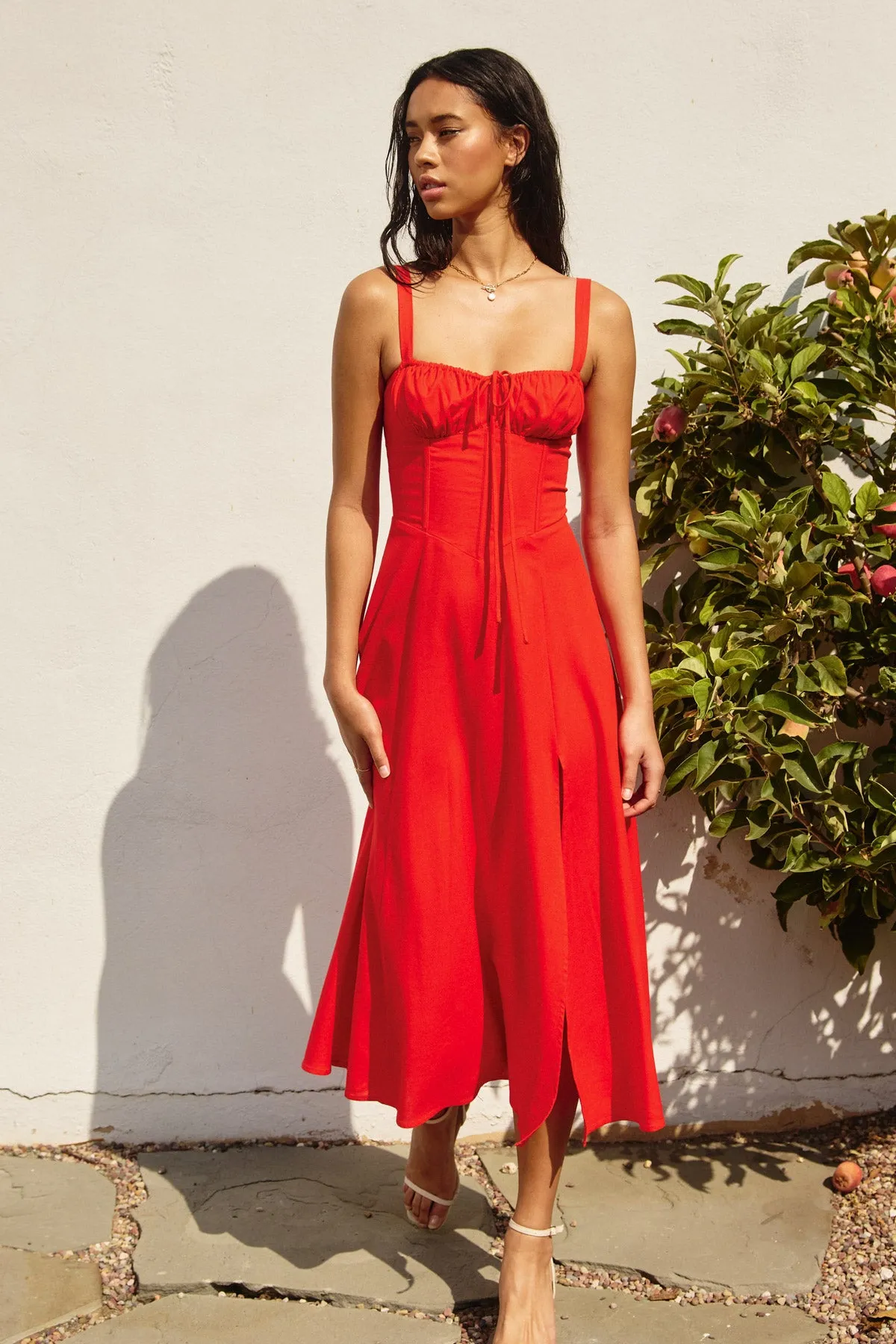 Arie Corset Sweetheart Midi Dress
