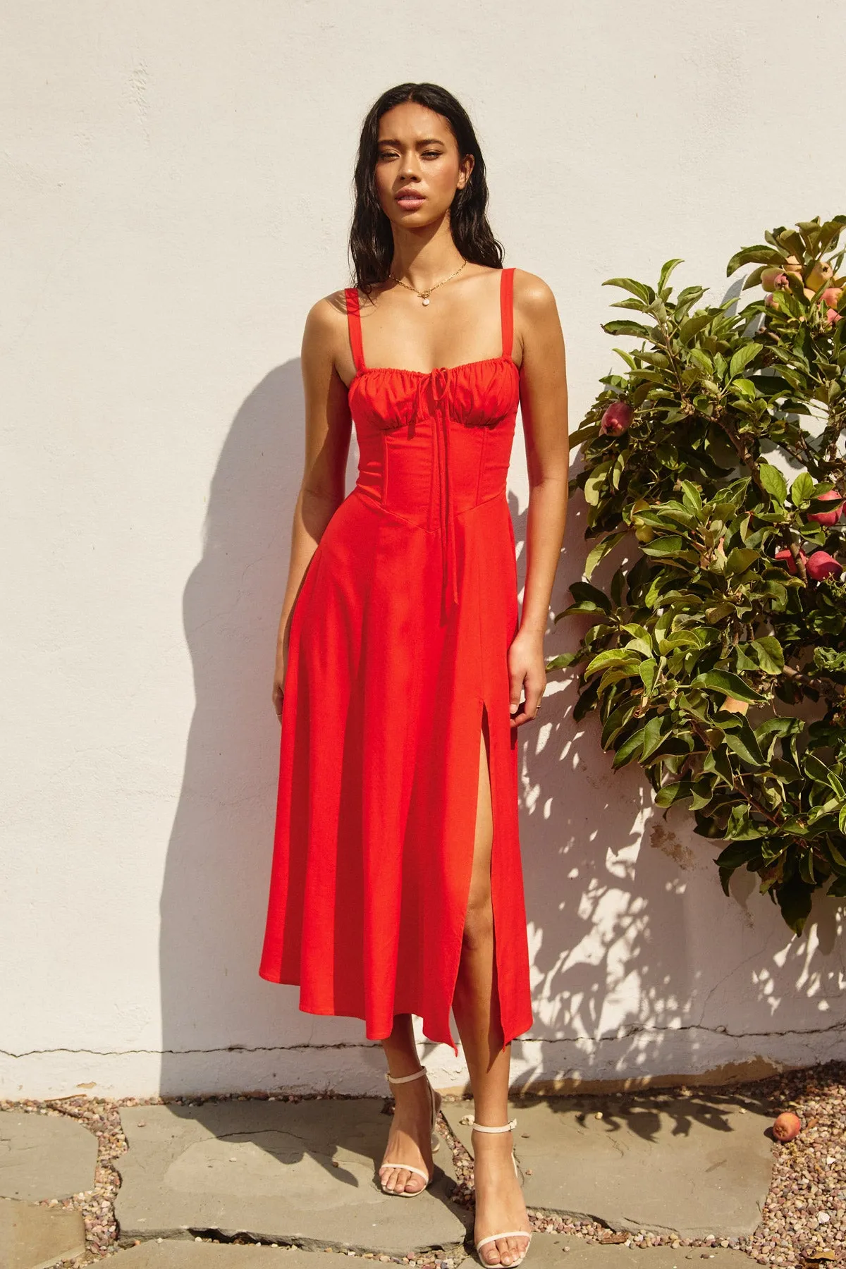 Arie Corset Sweetheart Midi Dress