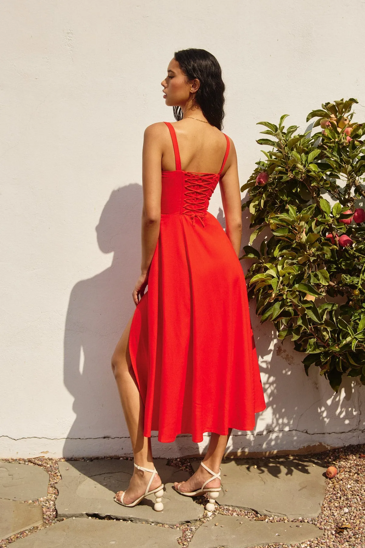 Arie Corset Sweetheart Midi Dress