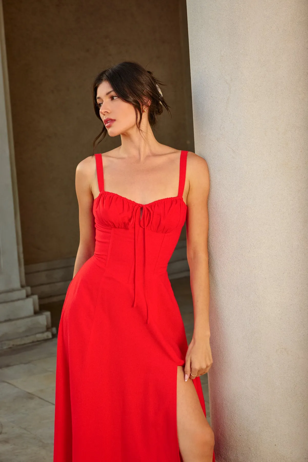 Arie Corset Sweetheart Midi Dress