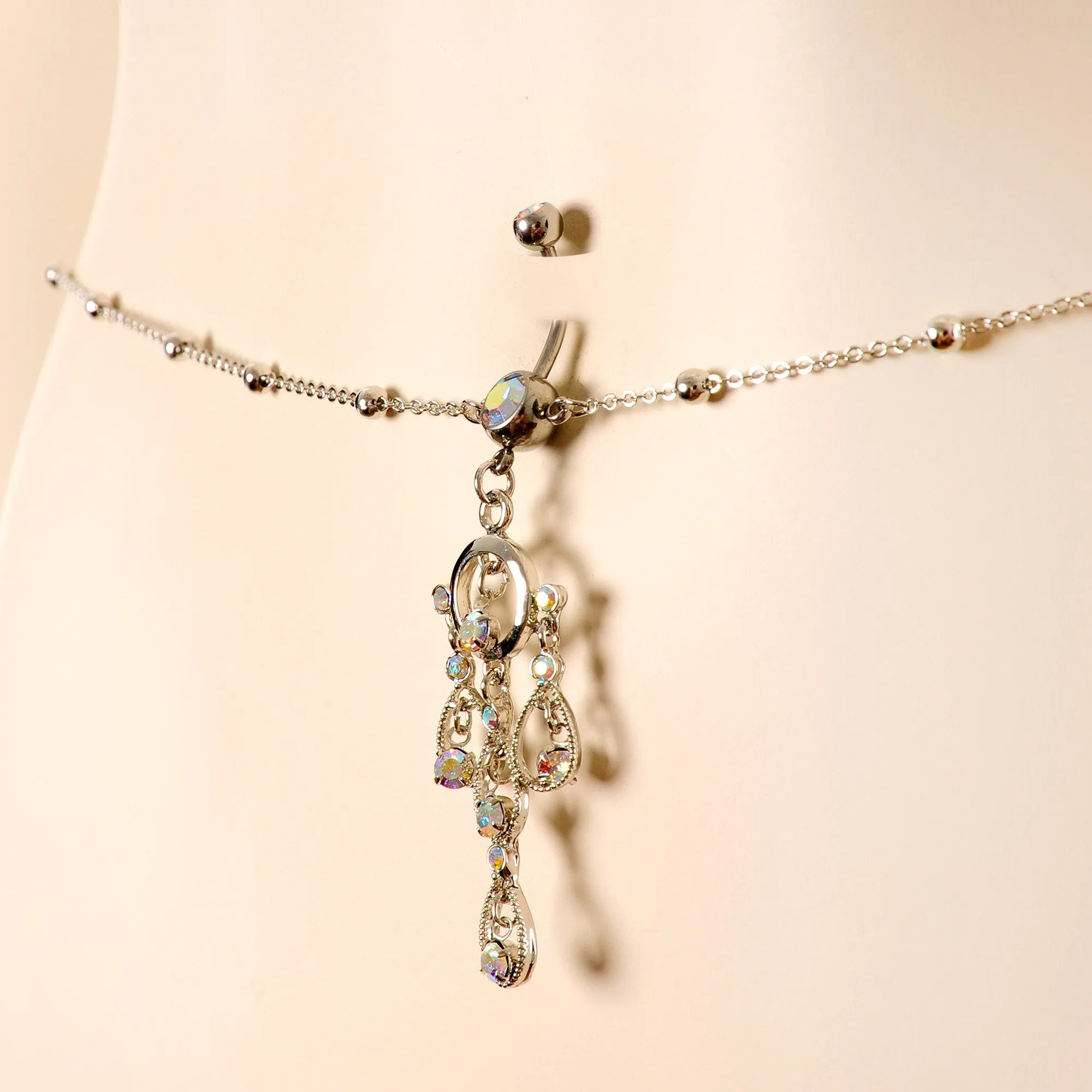 Aurora Gem Dancing Queen Chandelier Dangle Belly Ring Belly Chain