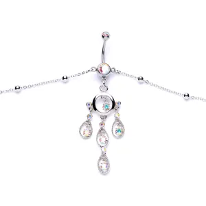 Aurora Gem Dancing Queen Chandelier Dangle Belly Ring Belly Chain