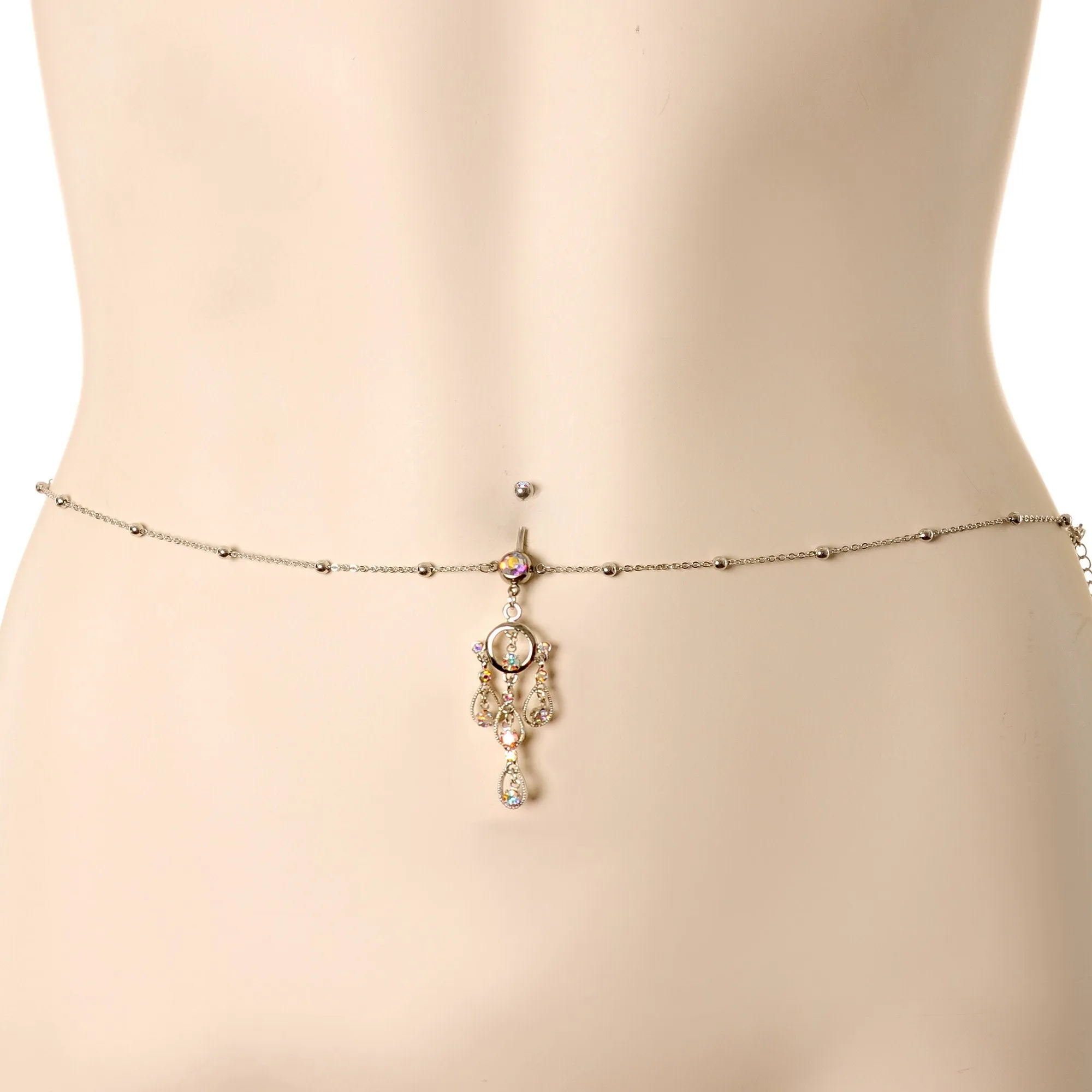 Aurora Gem Dancing Queen Chandelier Dangle Belly Ring Belly Chain