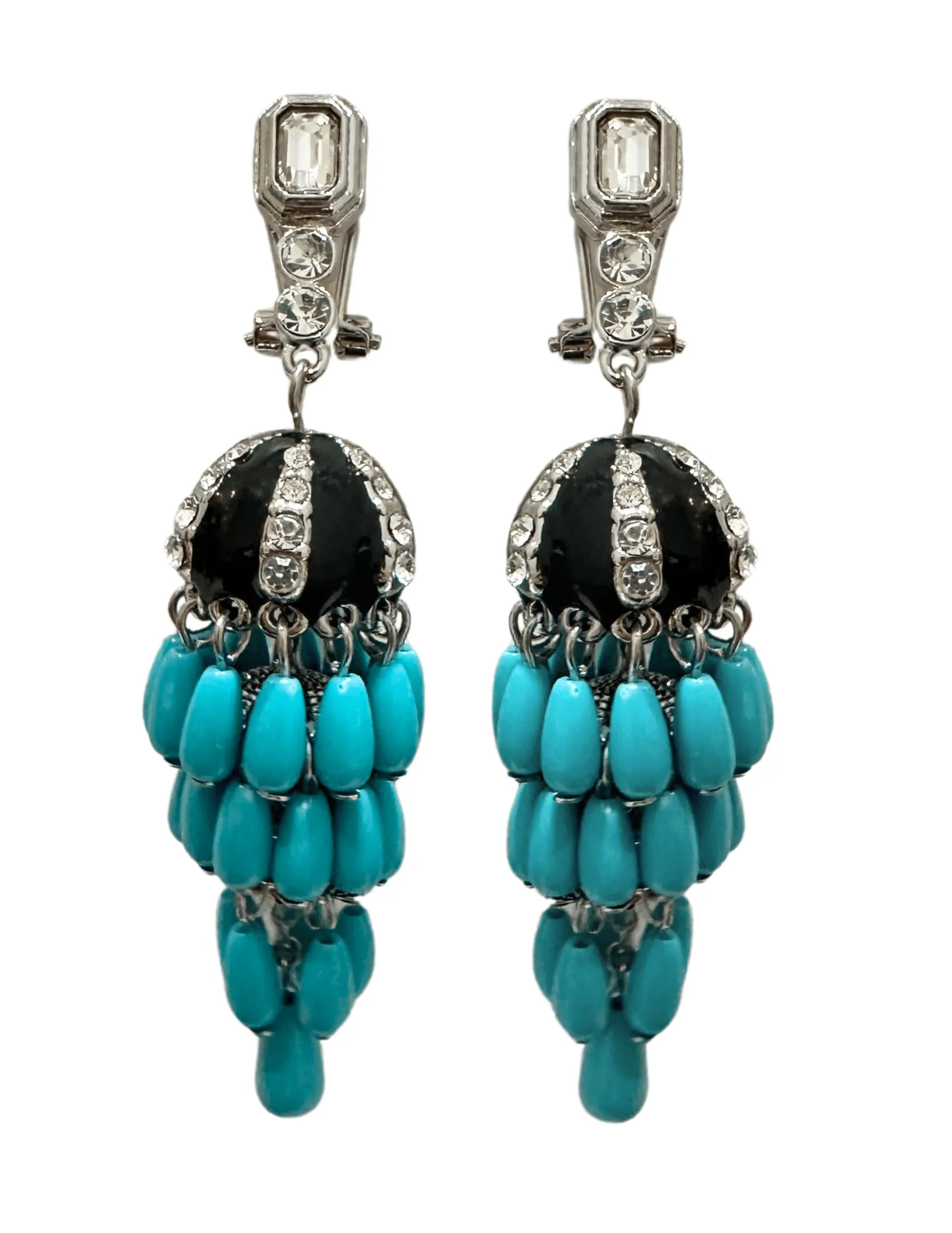 Austin Blaze Crystal Turquoise Chandelier Earringss