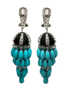 Austin Blaze Crystal Turquoise Chandelier Earringss