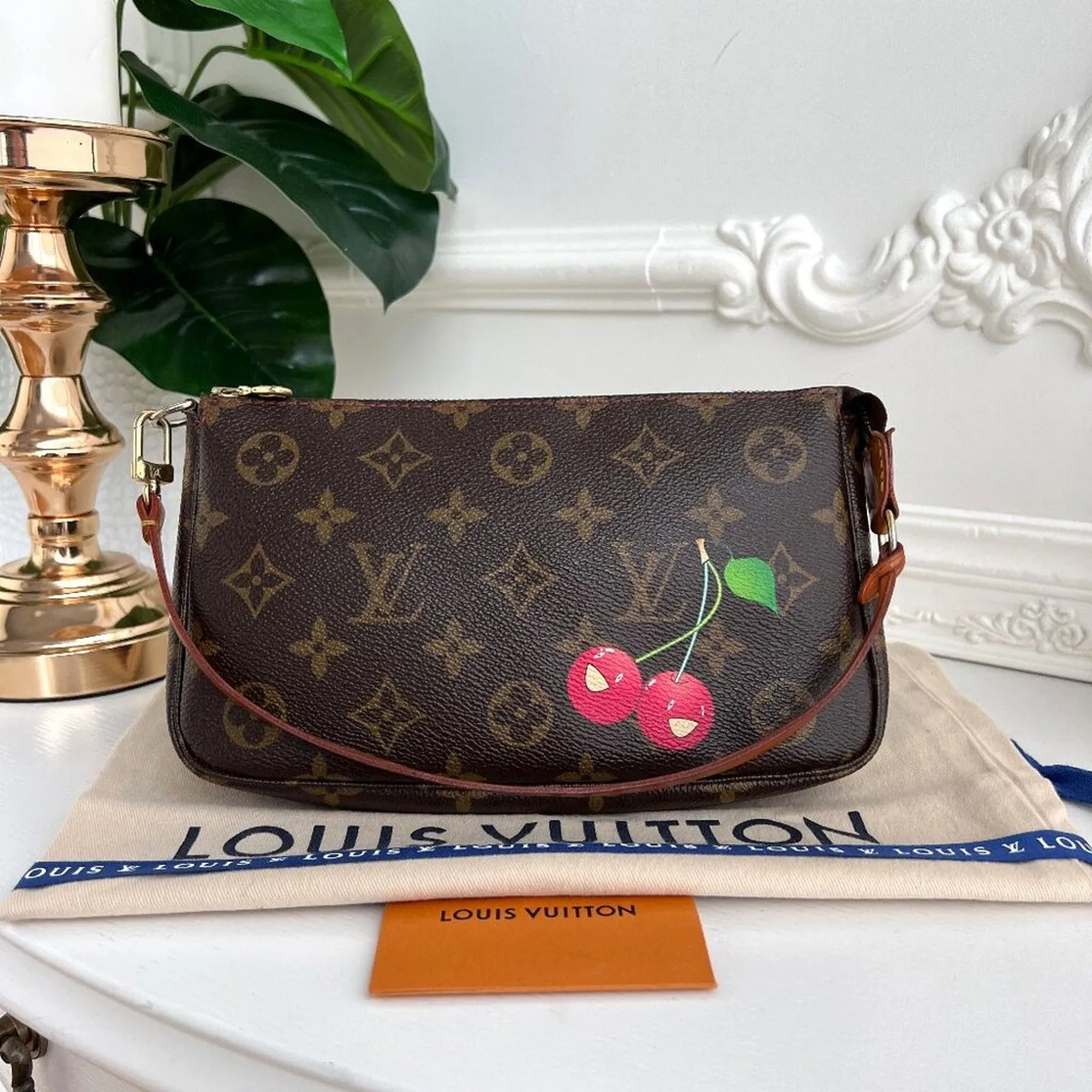 Authentic Louis Vuitton Clutch Pouch Pochette Cherry Monogram Purse Accessories