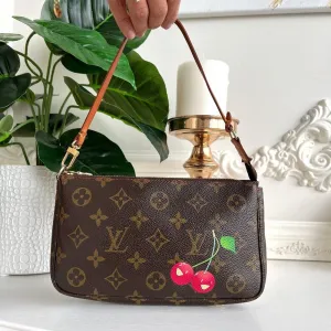 Authentic Louis Vuitton Clutch Pouch Pochette Cherry Monogram Purse Accessories