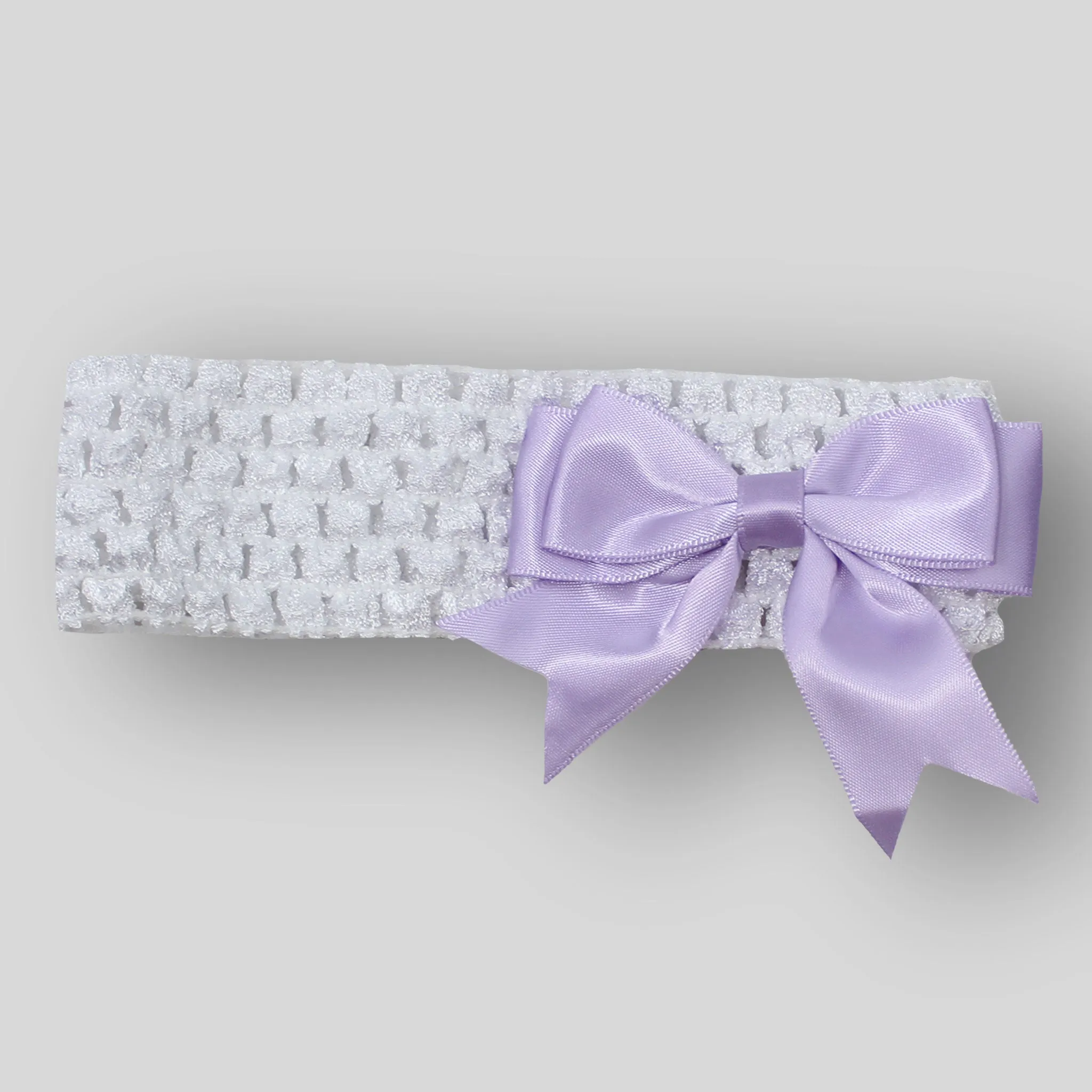 Baby girls headband with lilac satin bow