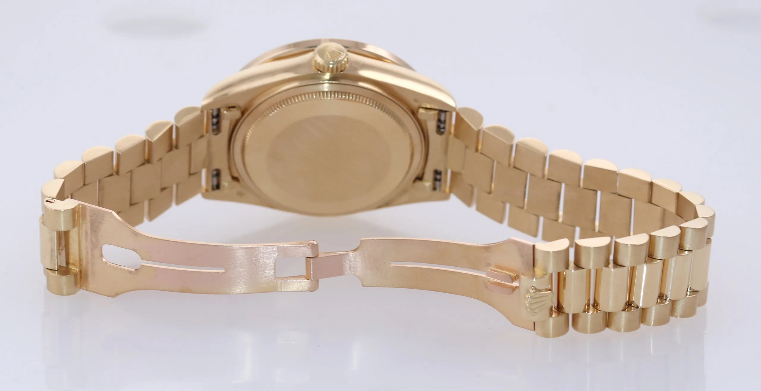 BAGUETTE DIAMOND BEZEL Rolex President 36mm 18038 Yellow Gold Black Dial Watch