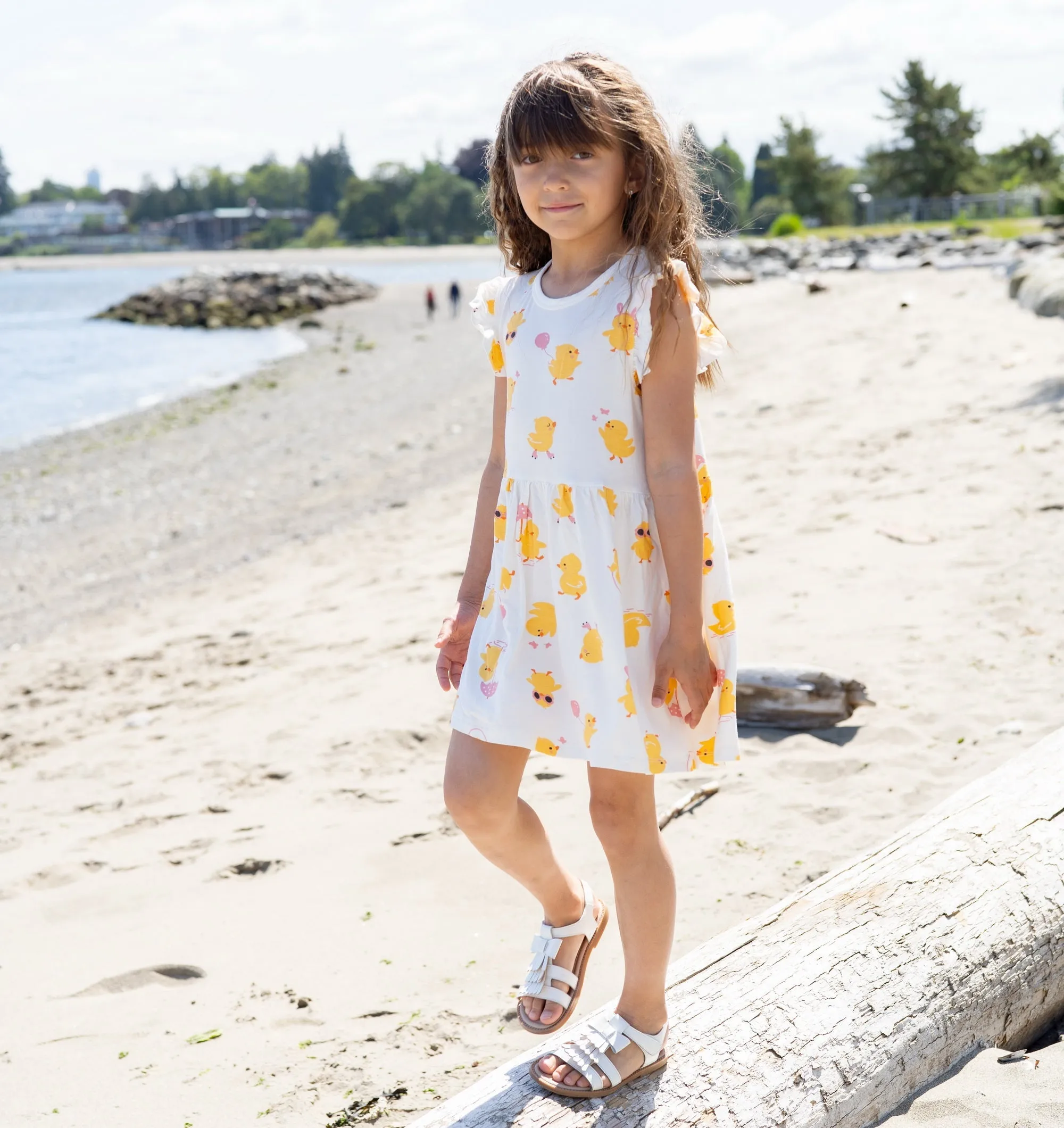 Bamboo Flutter Sleeve Dress with Bloomer (Little Chick Print)