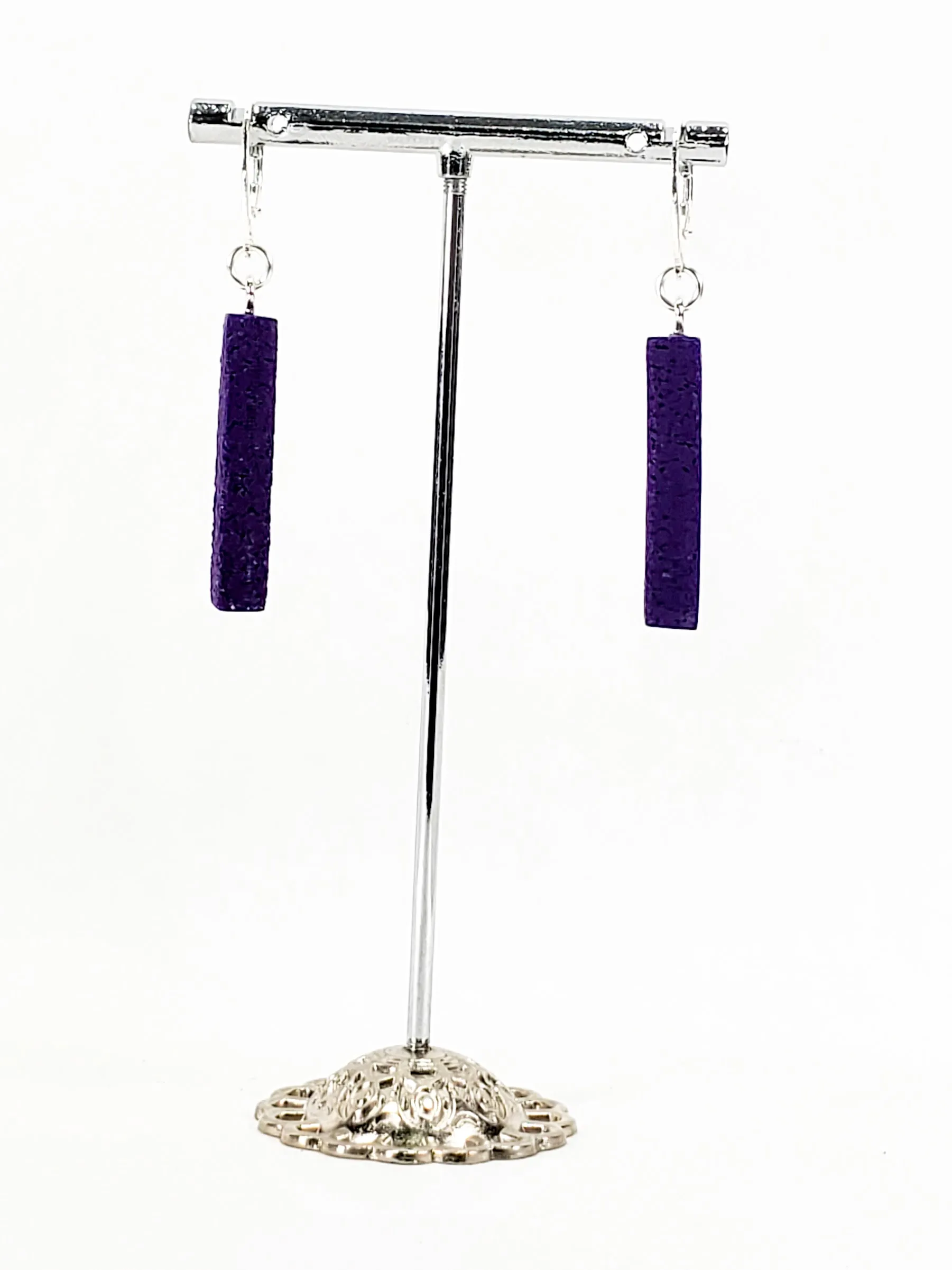 Bar Dangle Earrings - Purple