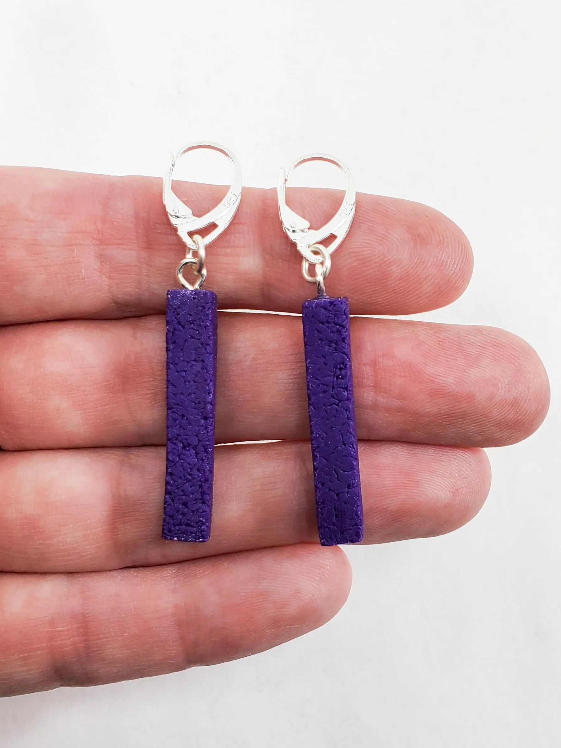 Bar Dangle Earrings - Purple