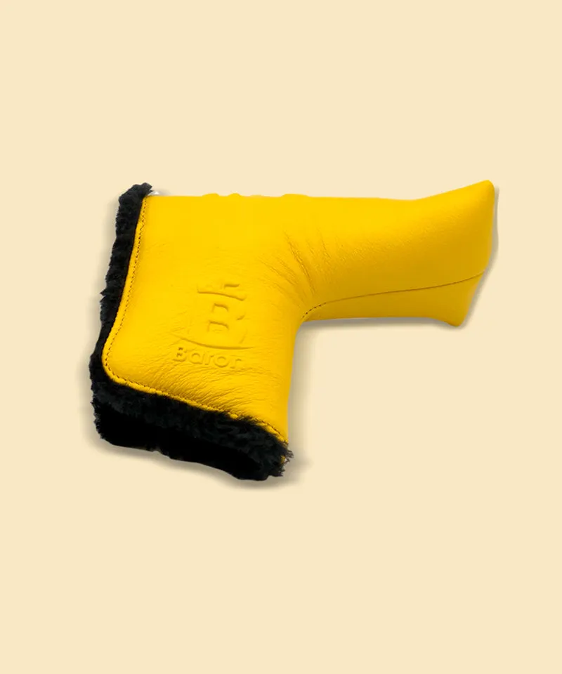 Baron Golf Leather Blade Putter Cover made by Finest Calf Leather - Yellow