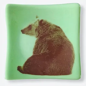 Bear Dish Jadeite Green Glass