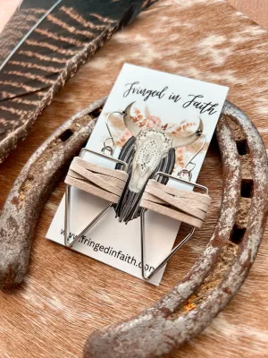 Beige Fringed in Faith Yellowstone Weaved Arrowhead Hoop