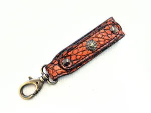 Belt Hanger Key Fob - Antique Orange Alligator