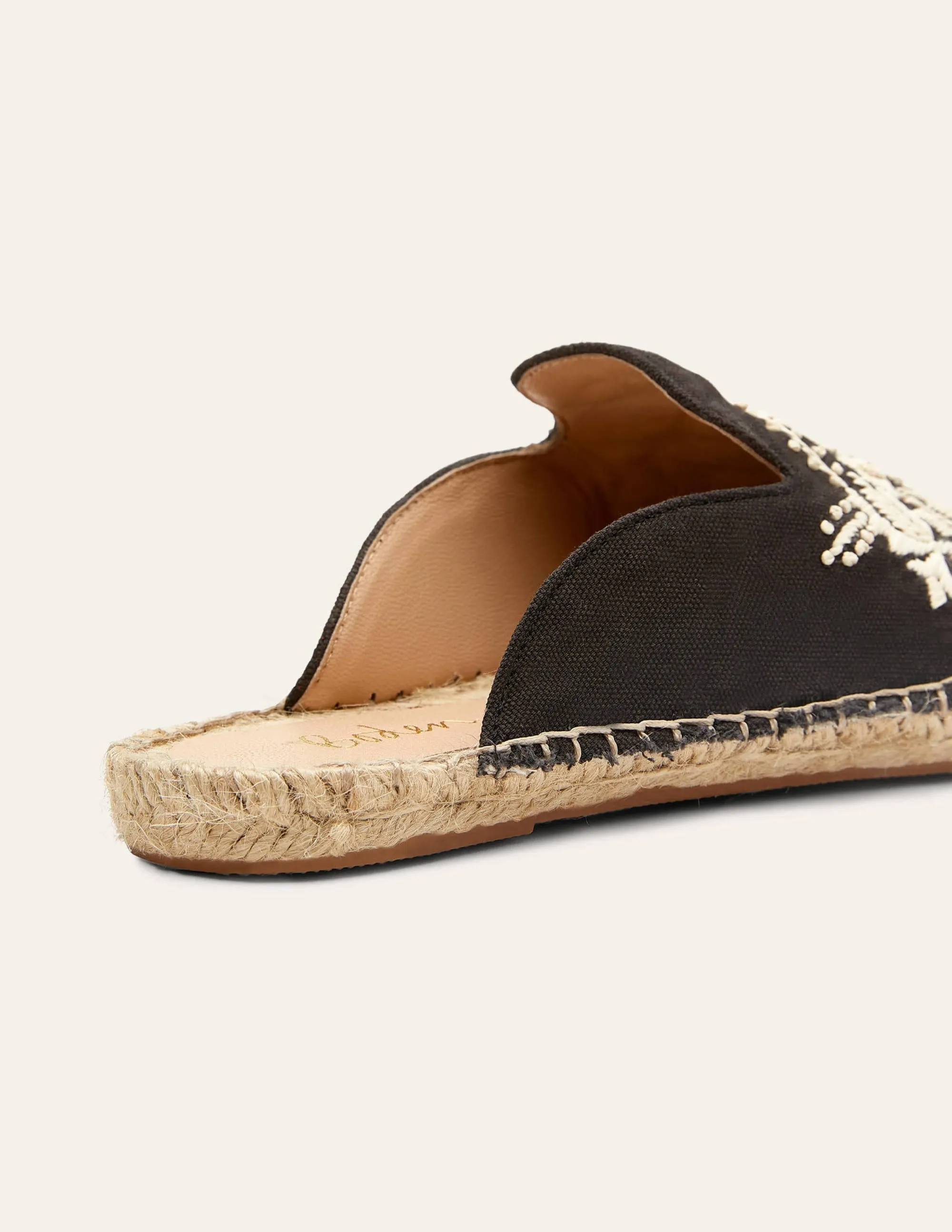 Bestickte Pantoletten-Espadrilles-Schwarz, Stickerei