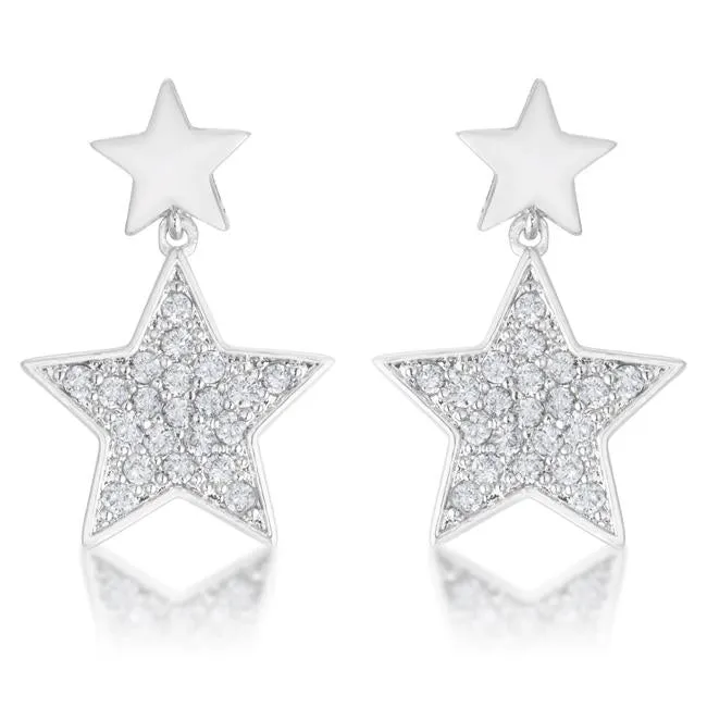 Bianca 0.5ct CZ Rhodium Star Drop Earrings