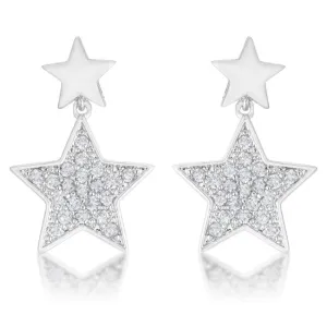 Bianca 0.5ct CZ Rhodium Star Drop Earrings